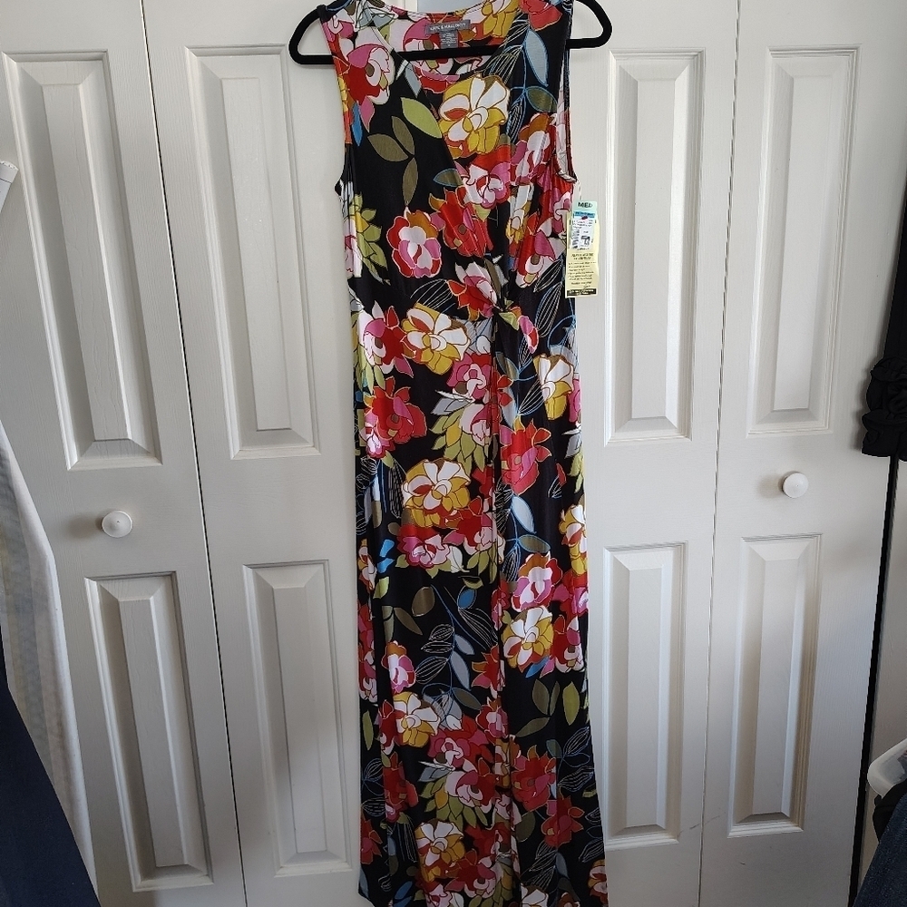 Kate & Mallory Printed Floral Sleeveless Knotted Gathered Maxi Dress M